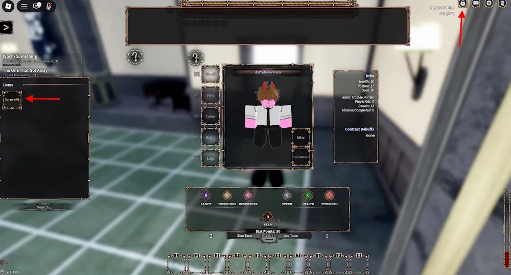 Uso do Surgery Kit após derrotar Fiend em Devil Hunter Roblox