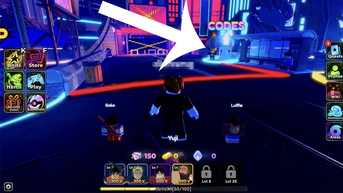 Como resgatar códigos Roblox no Anime Crusaders – passo 1
