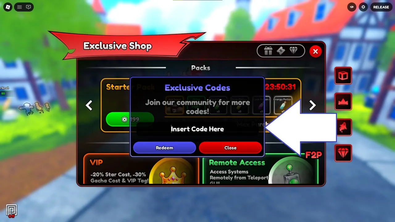 A screenshot of Anime Ghosts in Roblox showing the game's codes field.