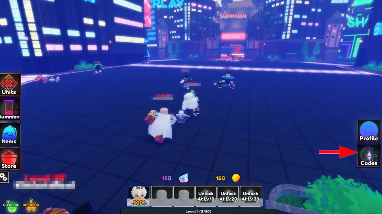 Como resgatar códigos Roblox no Anime Guardians – passo 1