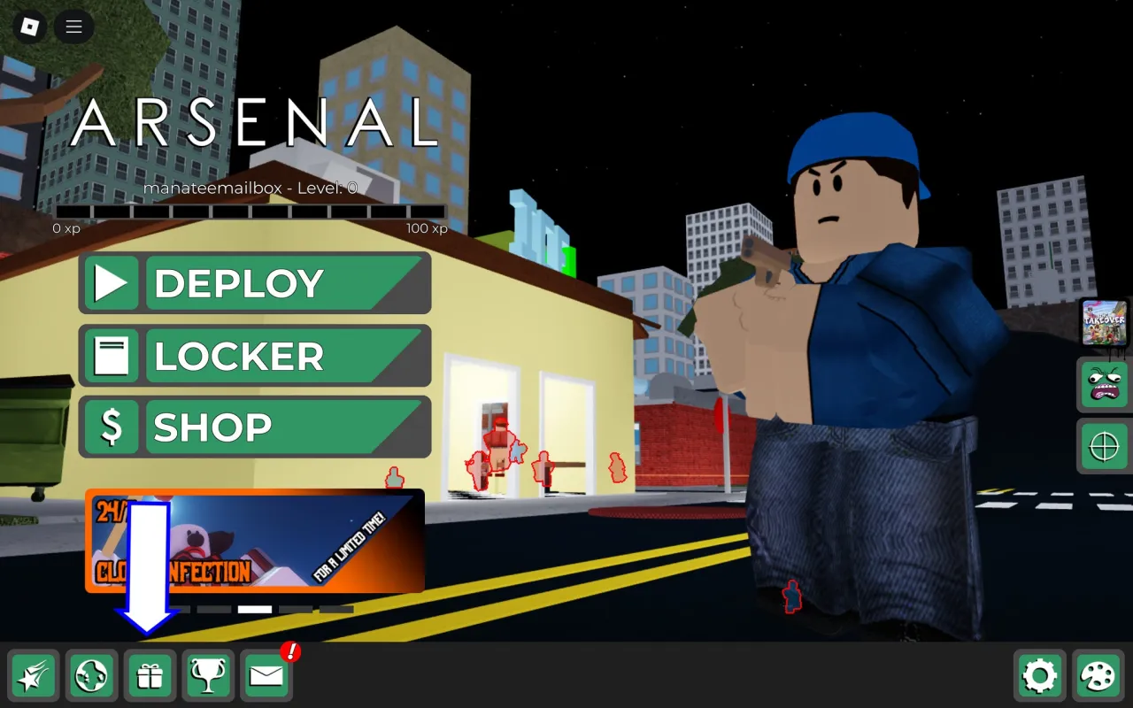 Como resgatar códigos Roblox no Arsenal – passo 1