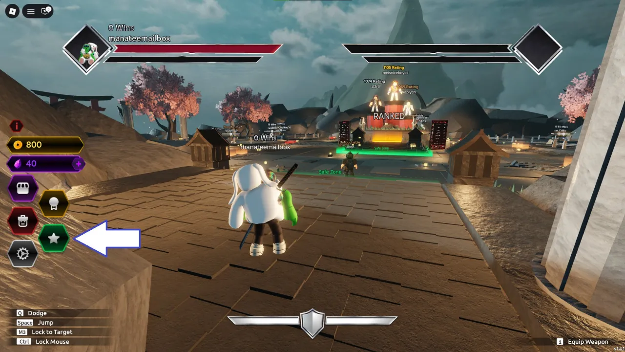 Como resgatar c&oacute;digos Roblox no Dueling Grounds &ndash; passo 1