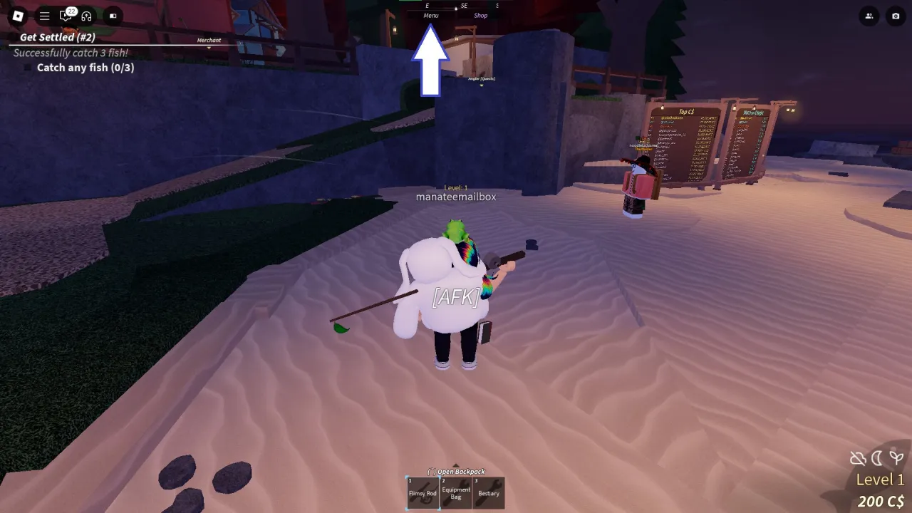 Como resgatar códigos Roblox no Fisch – passo 1