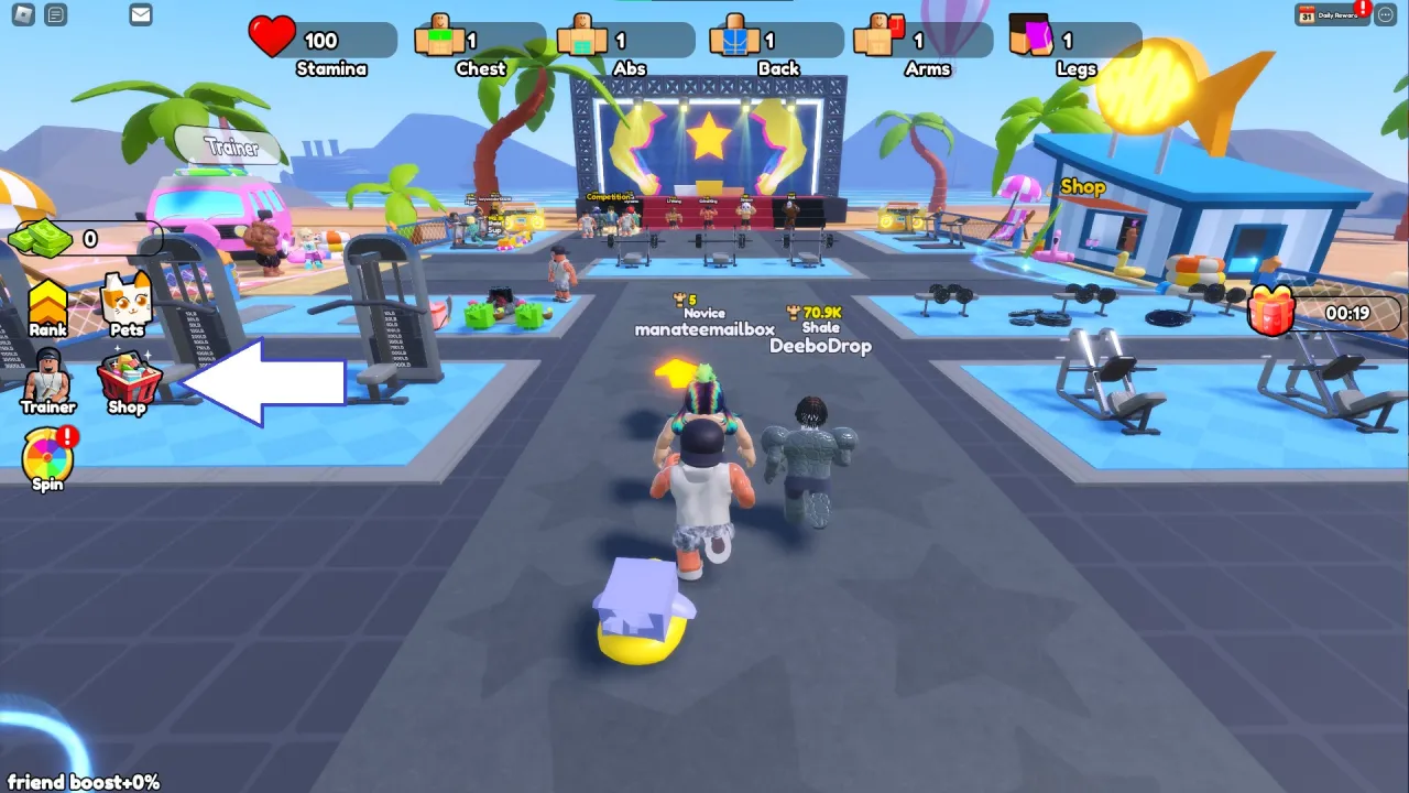 Como resgatar códigos Roblox no Gym Star Simulator – passo 1