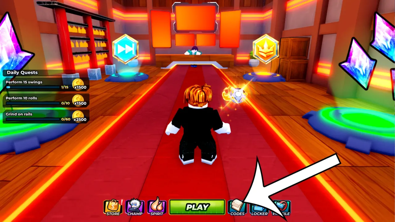 Como resgatar códigos Roblox no Parkour Champions – passo 1