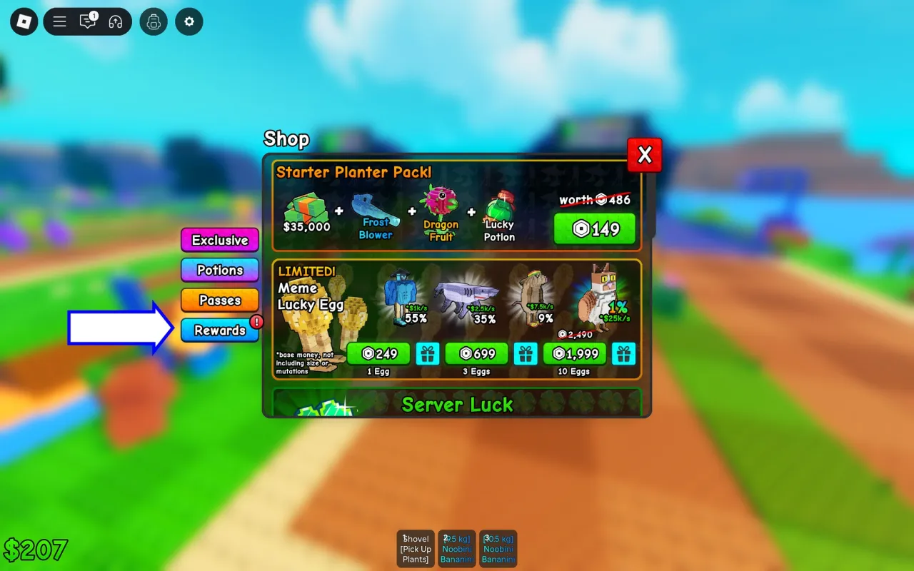 Tela de resgate de códigos Roblox no Plants Vs Brainrots – passo 2
