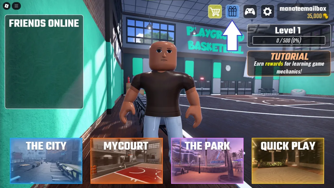 Como resgatar códigos Roblox no Playground Basketball – passo 1