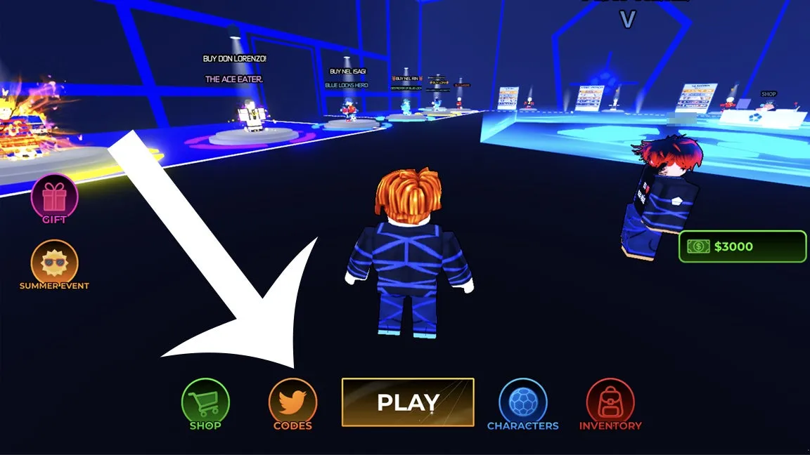 Como resgatar códigos Roblox no Project Blue Lock – passo 1