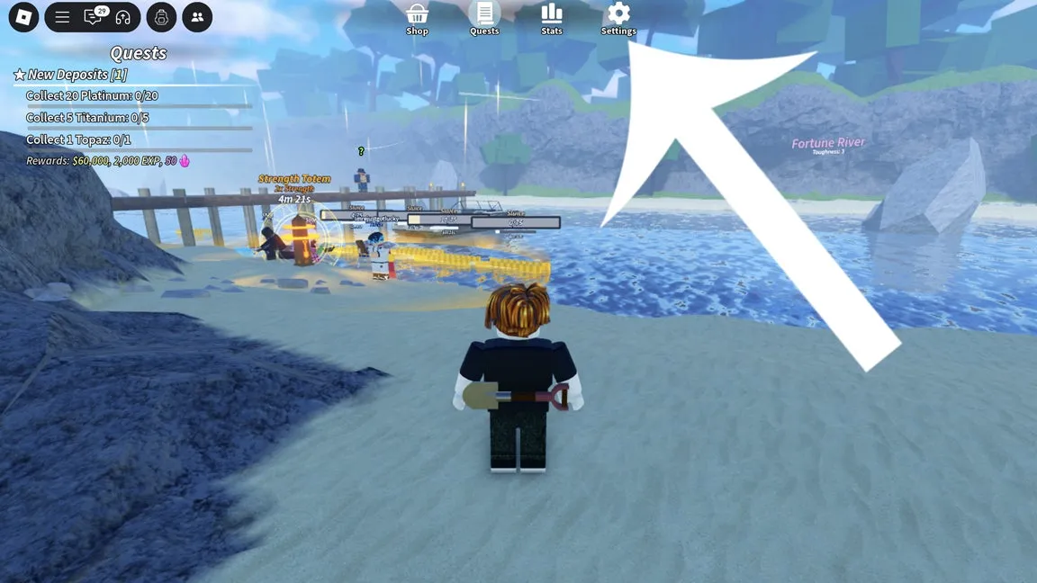 Como resgatar códigos Roblox no Prospecting – passo 1