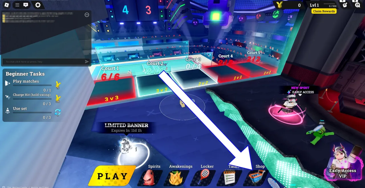 Como resgatar códigos Roblox no Racket Rivals – passo 1