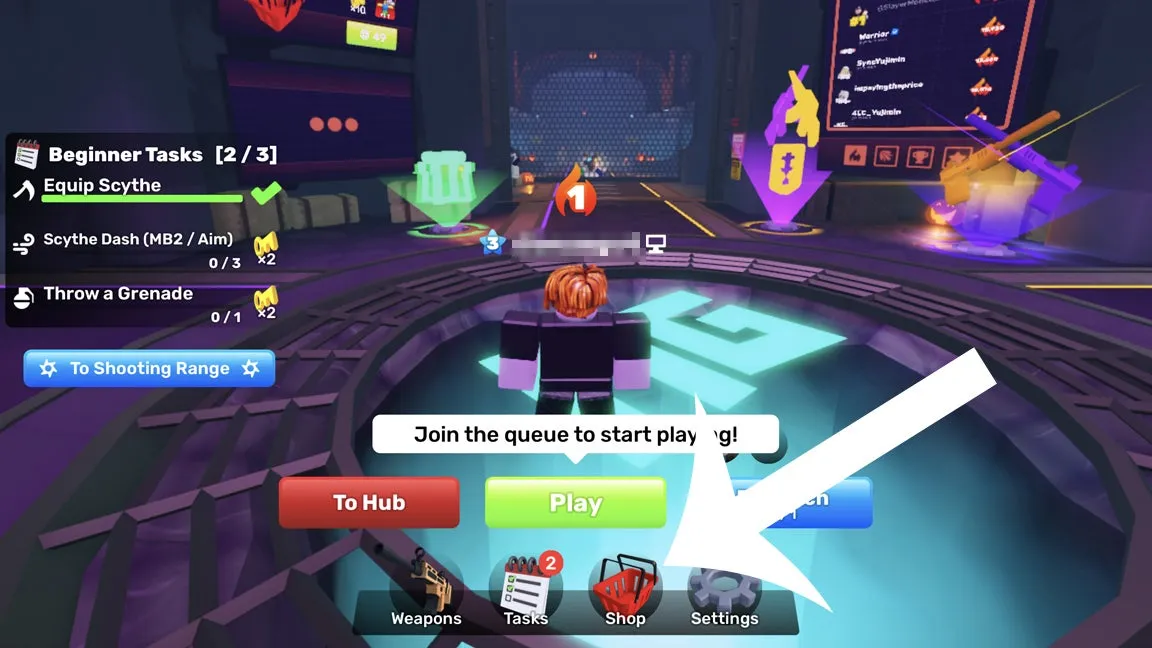 Tela de resgate de códigos Roblox no Rivals – passo 2