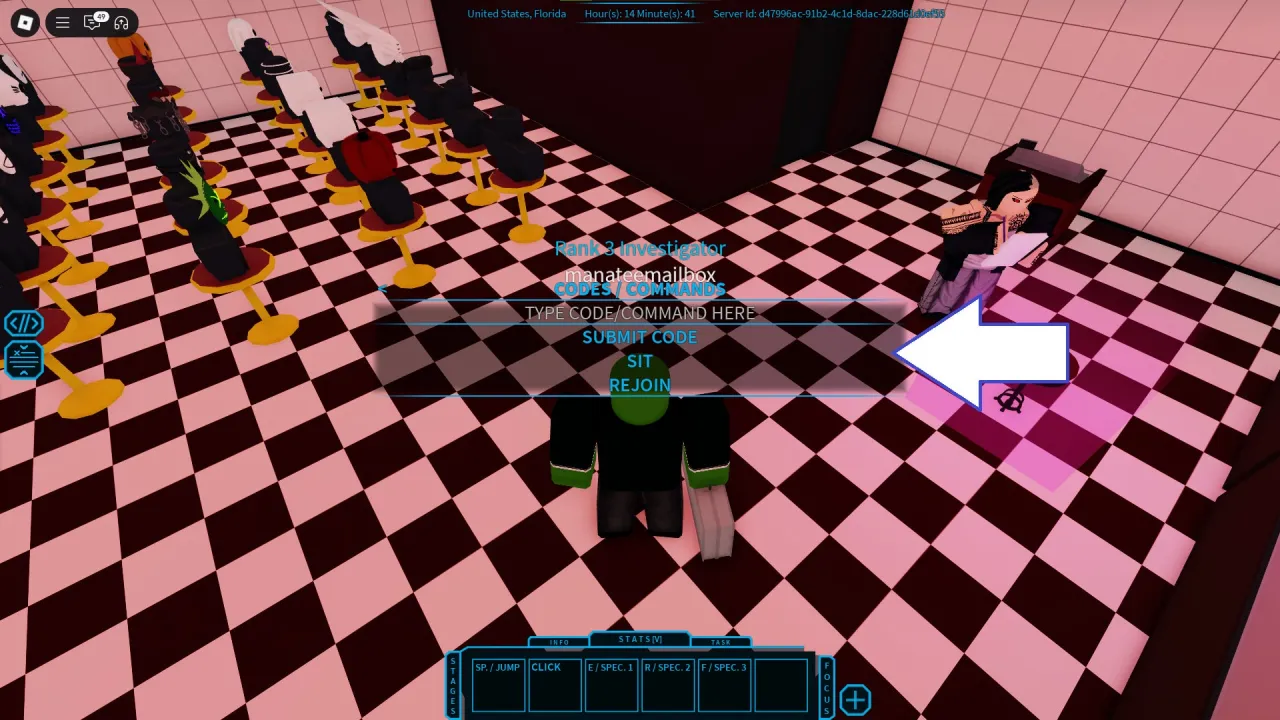 Tela de resgate de c&oacute;digos Roblox no Ro Ghoul &ndash; passo 2