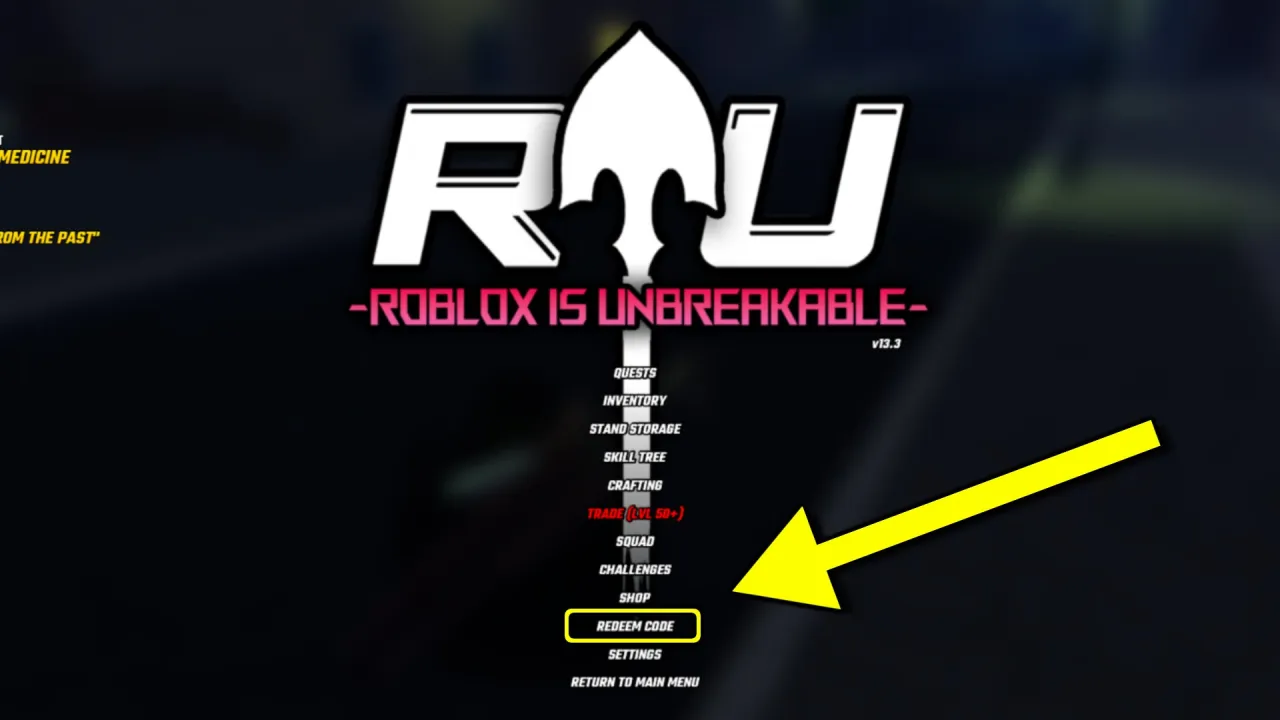 Como resgatar códigos Roblox no Roblox Is Unbreakable – passo 1