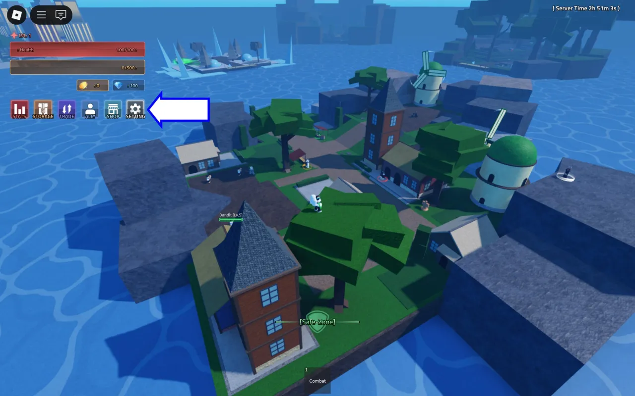 Como resgatar códigos Roblox no Rogue Piece – passo 1