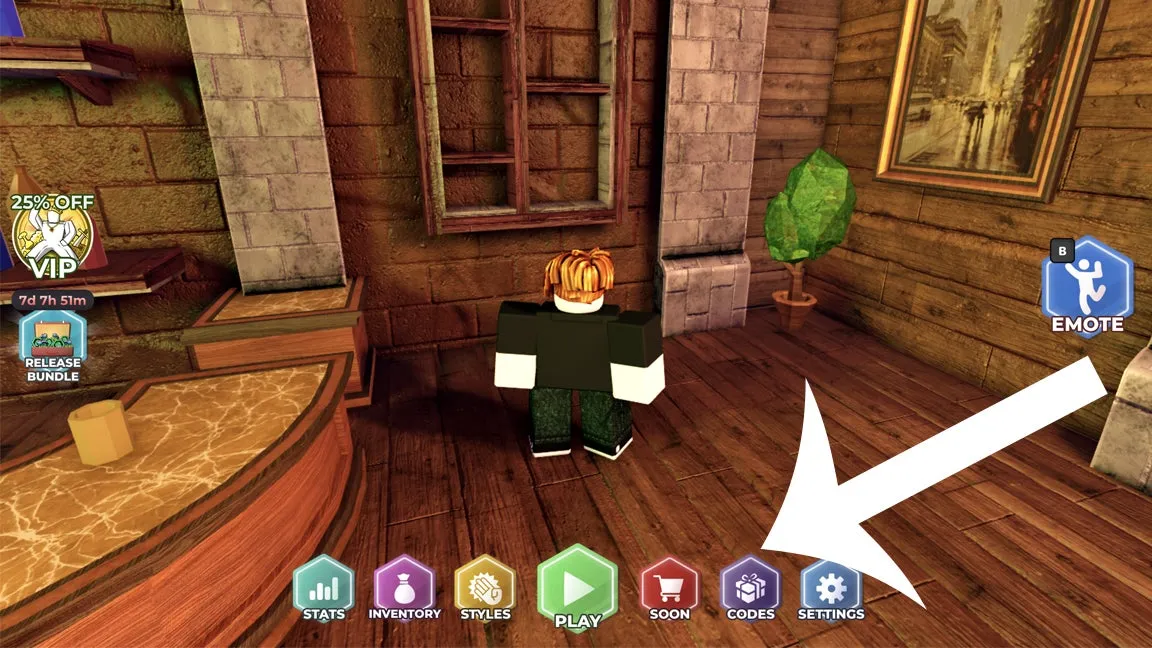 Como resgatar códigos Roblox no Slap – passo 1