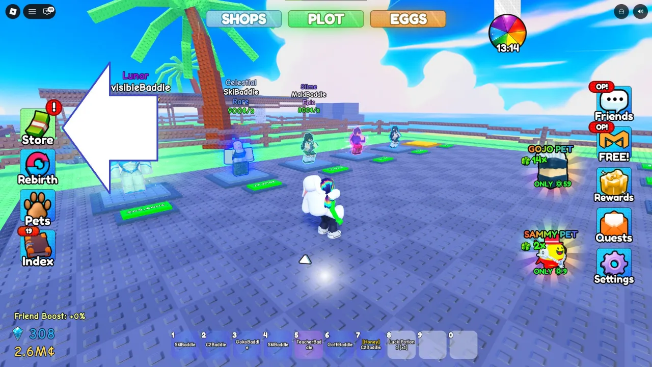 Como resgatar códigos Roblox no Spin A Baddie – passo 1