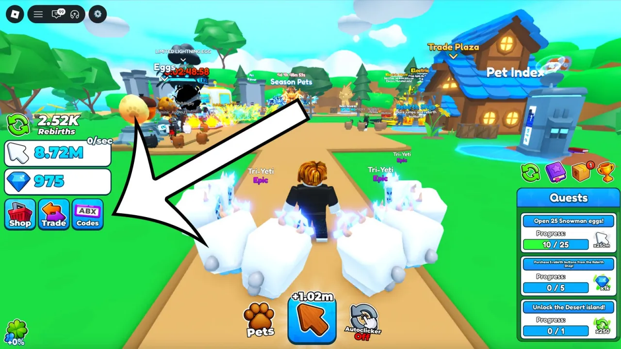 Como resgatar c&oacute;digos Roblox no Tap Simulator &ndash; passo 1