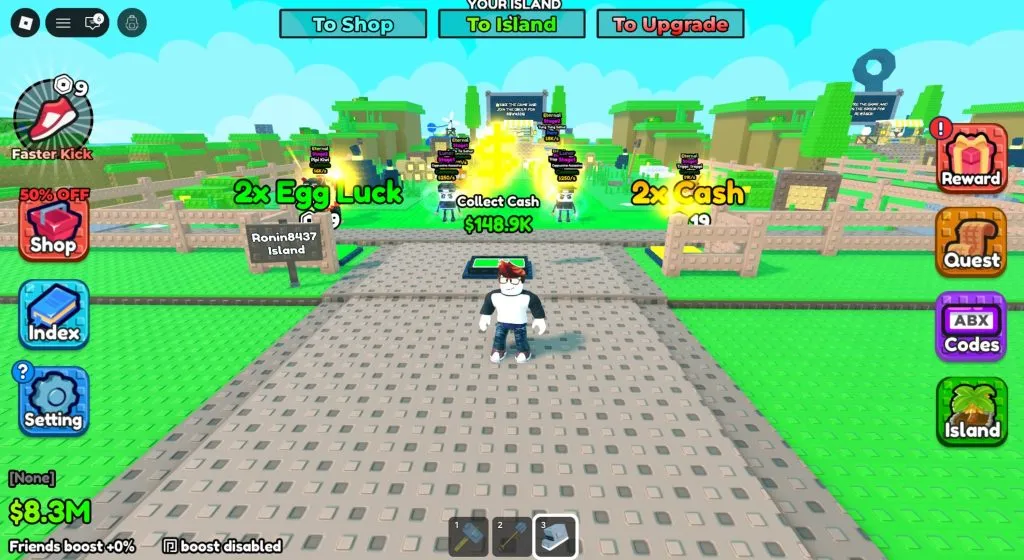 Kick a Brainrot no Roblox com Apodrecidos Cerebrais no jardim
