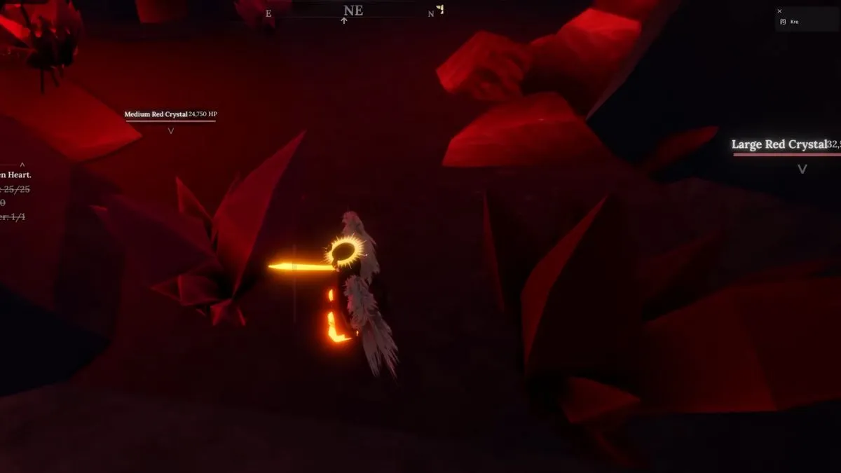 Cristais vermelhos onde pode aparecer Coinite no The Forge Roblox