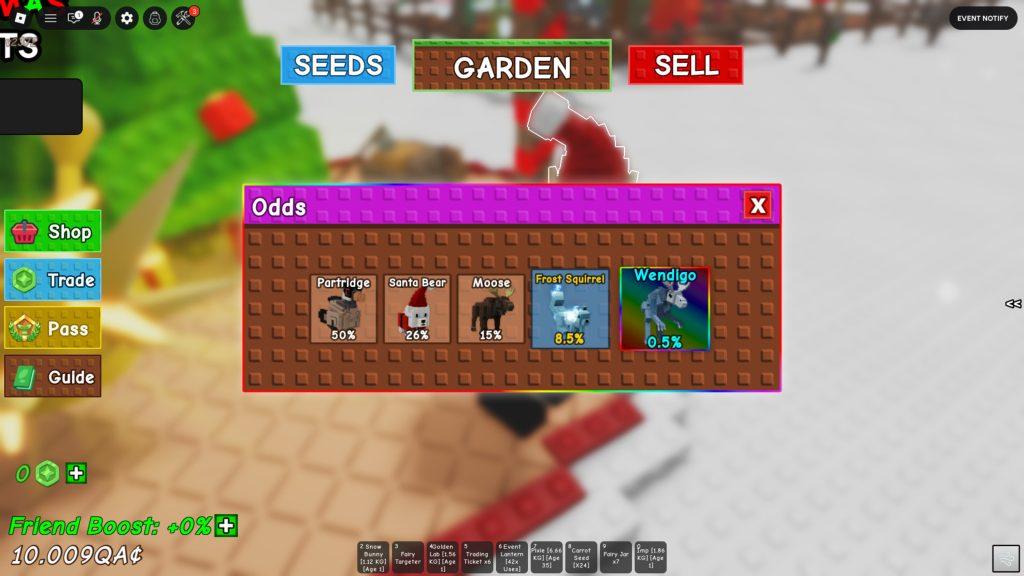 Mascote Perdiz no Grow a Garden Roblox