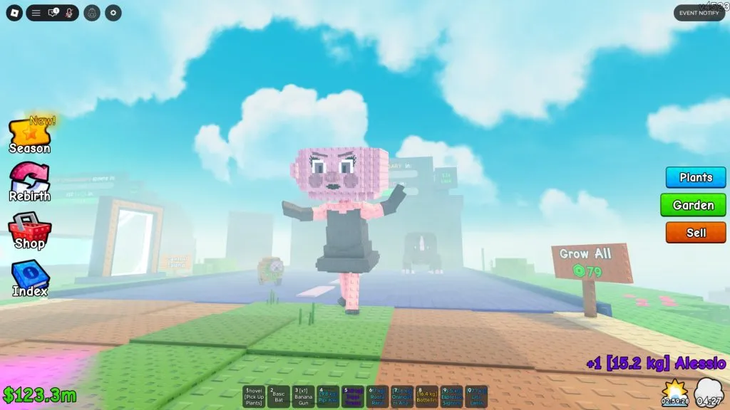 Eventos climáticos de Plants vs Brainrots no Roblox com mutações especiais
