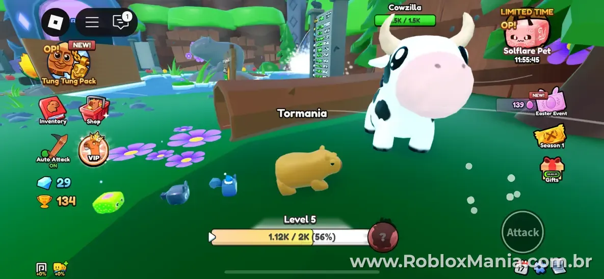 Interface do Roblox com experi&ecirc;ncias e avatar em destaque