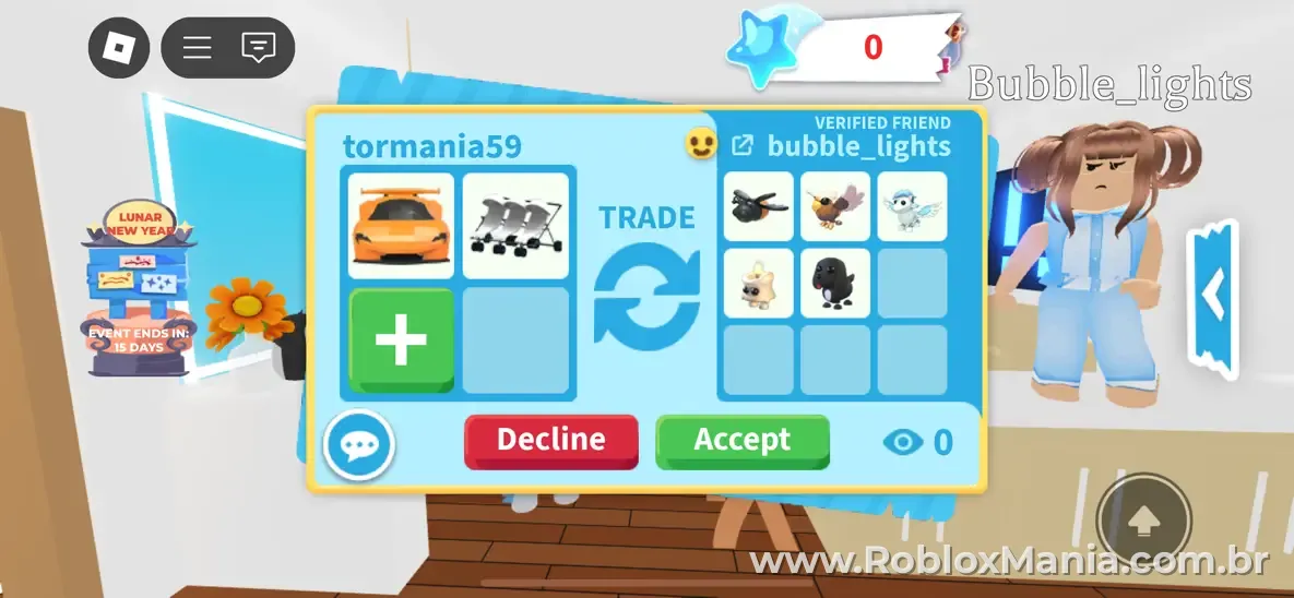 Troca de itens em Adopt Me no Roblox