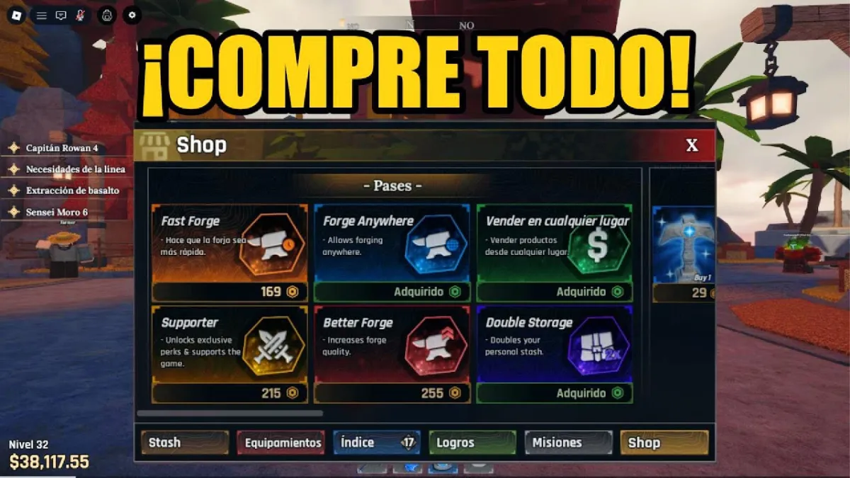 Loja de itens do The Forge no Roblox com op&ccedil;&otilde;es compr&aacute;veis em Robux