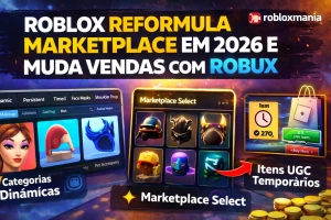 Notícias sobre Roblox reformula Marketplace em 2026 e muda vendas com Robux