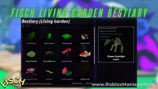 Guia Completo para Completar o Bestiário Living Garden em Fisch