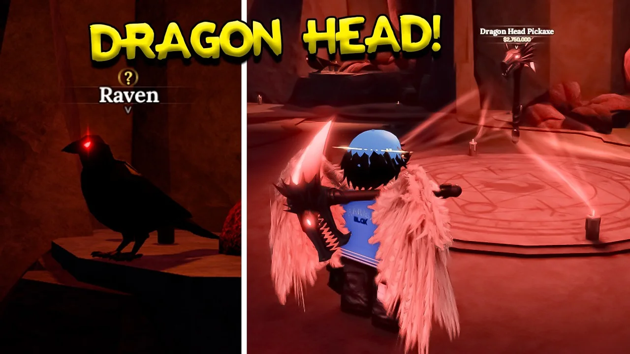 Notícia sobre Dragon Head Pickaxe vira destaque em The Forge no Roblox