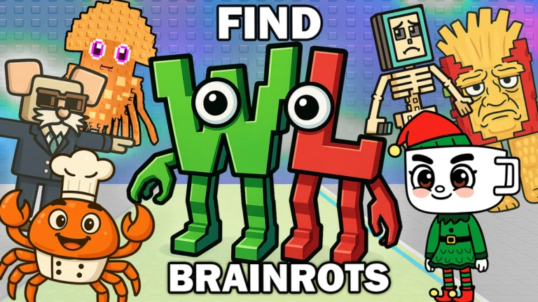 Imagem oficial do jogo FIND BRAINROTS no Roblox