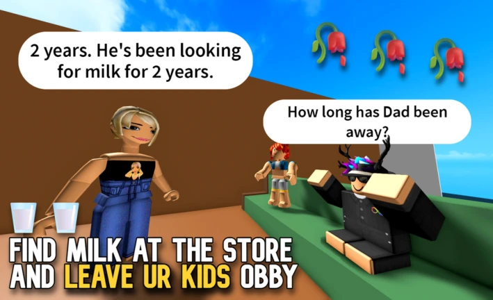 Imagem oficial do jogo find milk at the store and leave your kids obby no Roblox