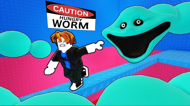 Imagem oficial do jogo Hungry Worm TROLL Tower no Roblox